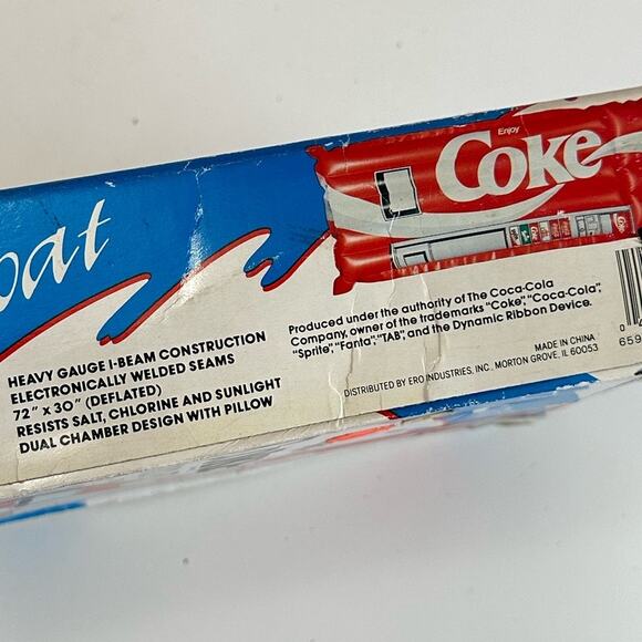 Vintage Coca Cola coke Machine pool float raft inflatable w/pillow 72"x30" - Picture 2 of 4